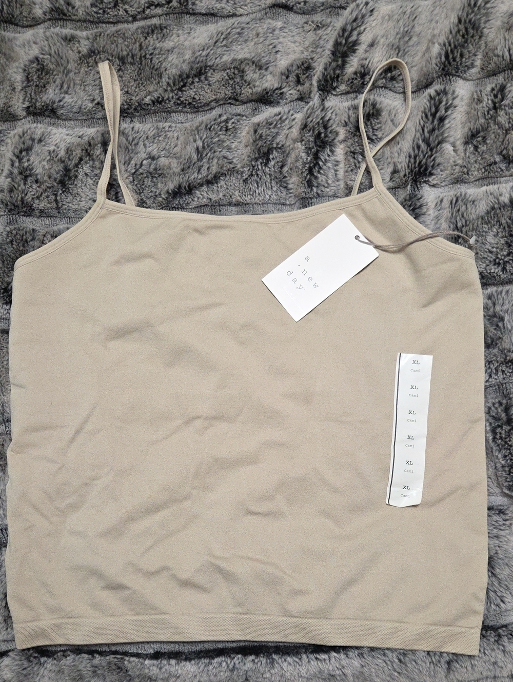 A New Day Beige Spaghetti Strap Cropped Camisole